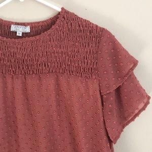 NWOT-Pink Swiss Dot Blouse